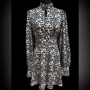 🖤NWT NORSTROM RACK LEOPARD PRINT CUT-OUT BACK FIT & FLARE DRESS SIZE LARGE🖤